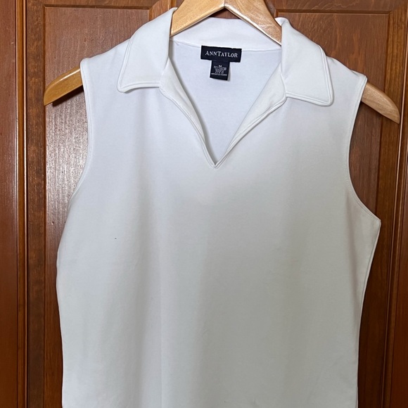 Ann Taylor Tops - Ann Taylor white sleeveless top with collar size- Medium